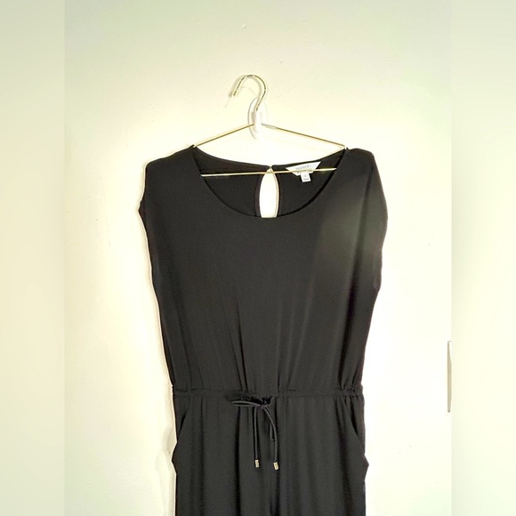 Market & Spruce Black Jumpsuit Size Large Sleeveless Tie Waist Cropped Wide Leg - Picture 4 of 9